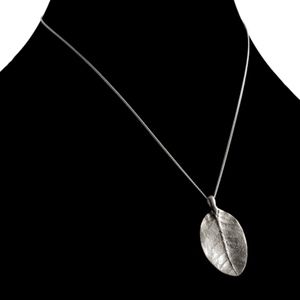 Sterling Silver Curved Leaf Necklace Pendant